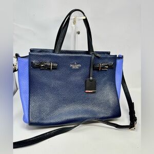 Kate Spade Blue and Navy New York Holden Street Lanie satchel: Pebbled leather